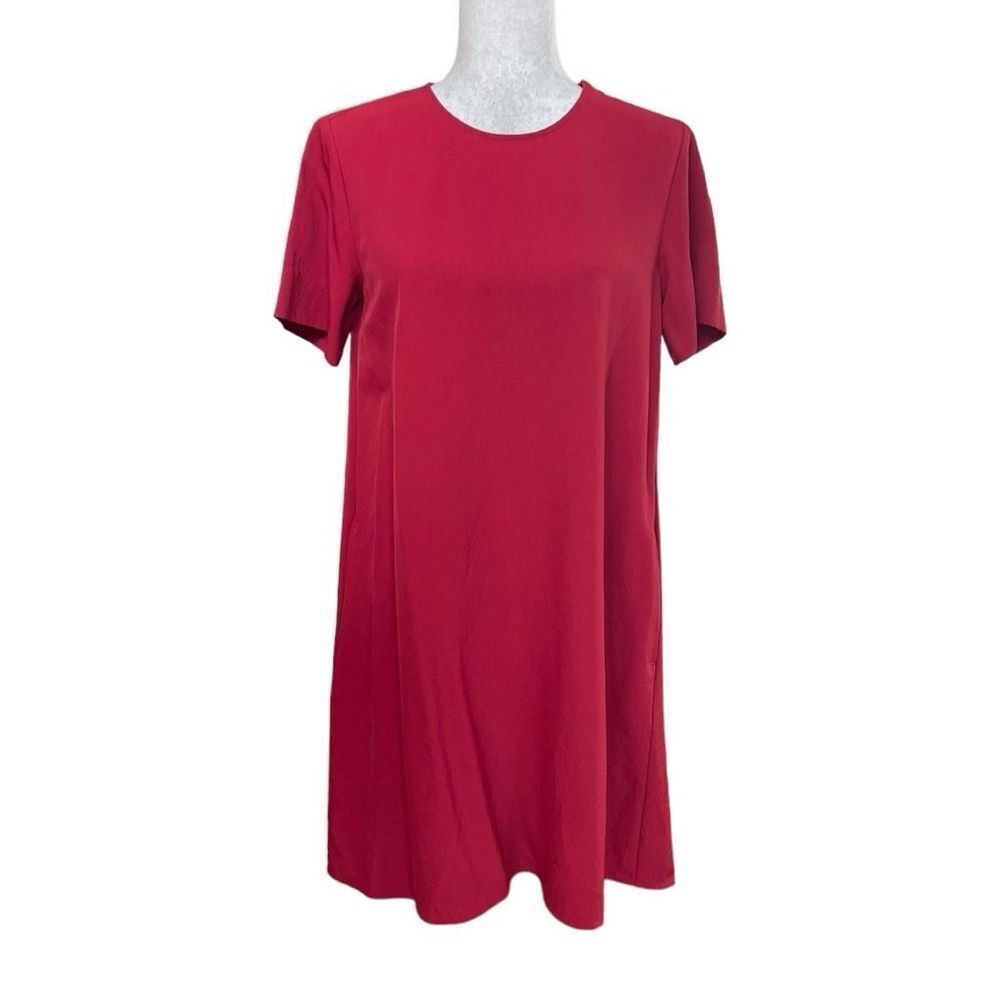 Everlane The Japanese GoWeave A Line Short Sleeve Knee Length Red Dress